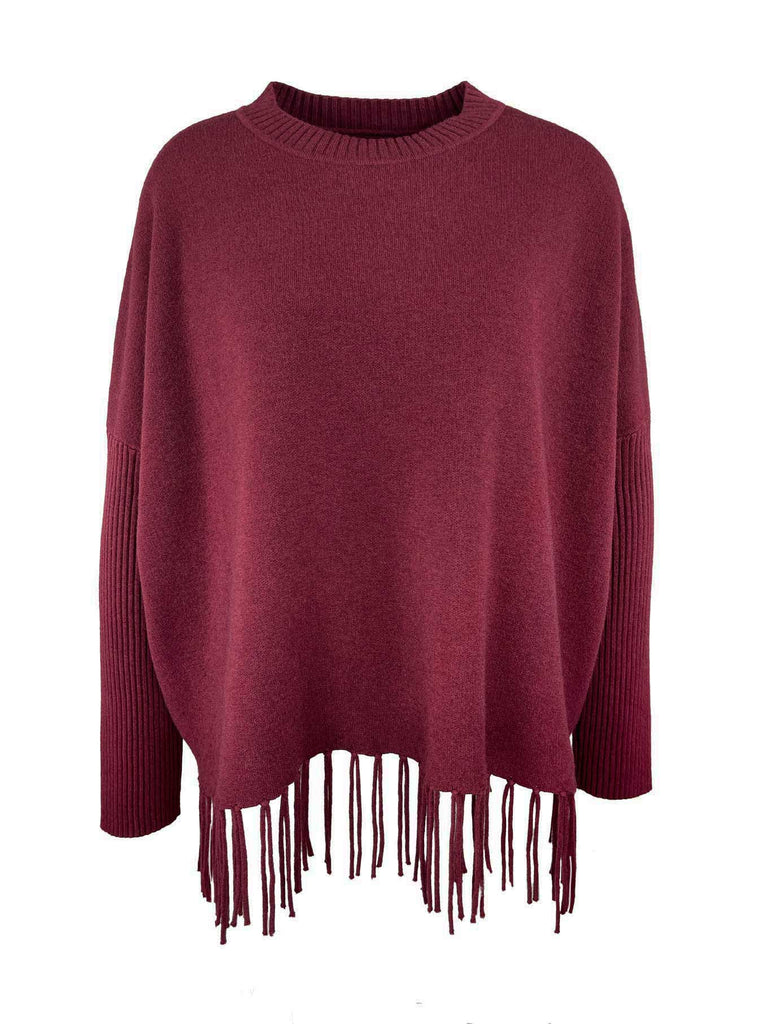 Pullover Fransen burgund, Ansicht vorne