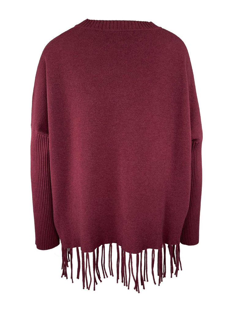 Pullover Fransen burgund, Ansicht hinten