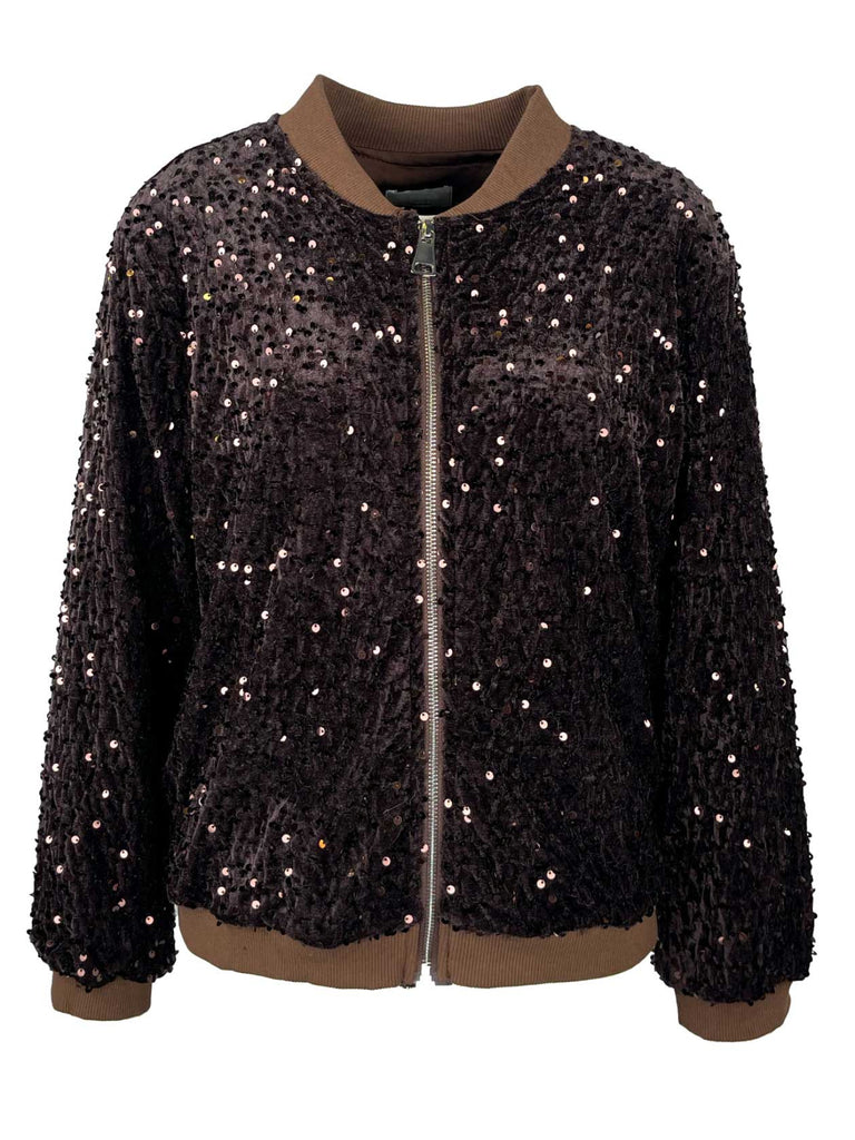 Jacke Paillette schokobraun, Ansicht vorne