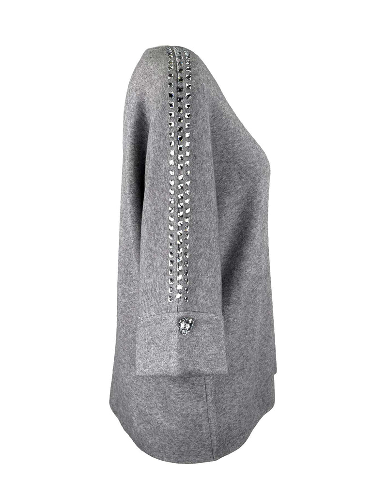 Pullover Strass grau, Ansicht seitlich