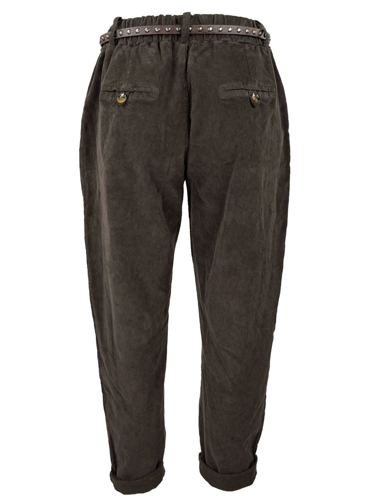 Cordhose mit Gürtel schokobraun, Ansicht hinten