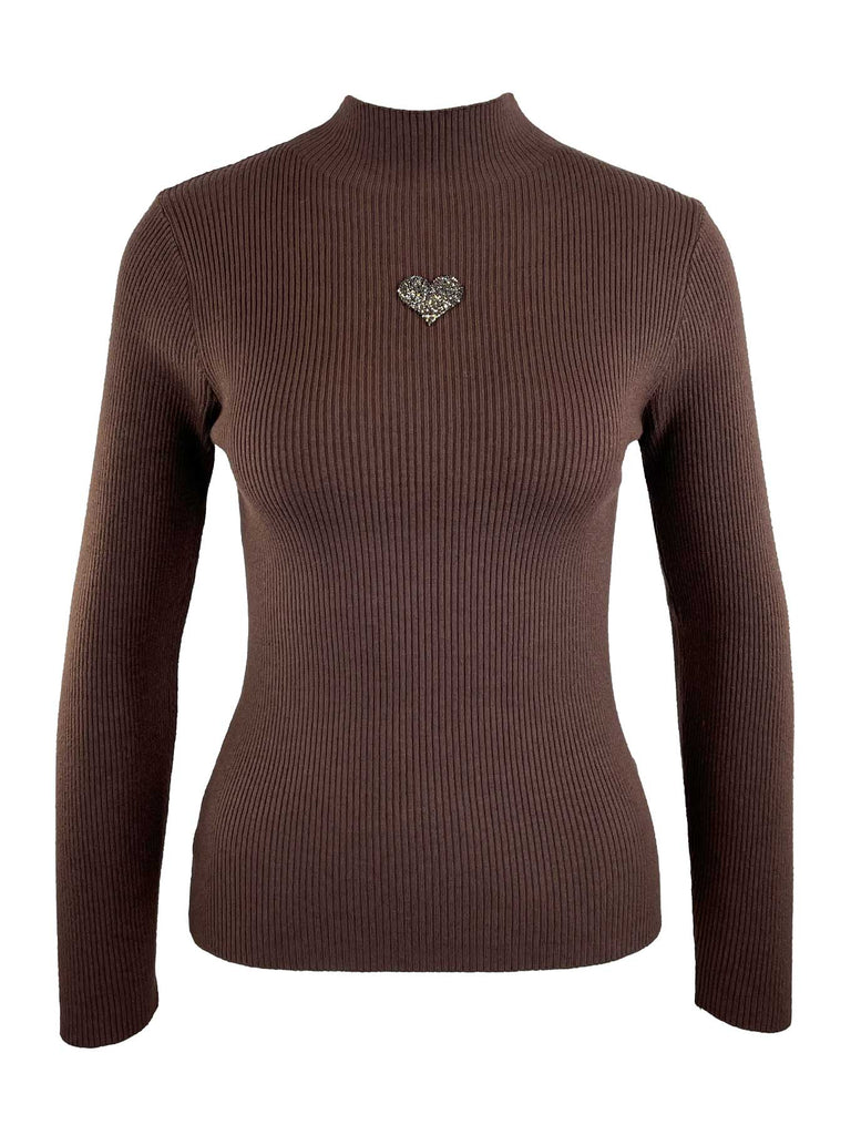 Pullover Herz schokobraun, Ansicht vorne