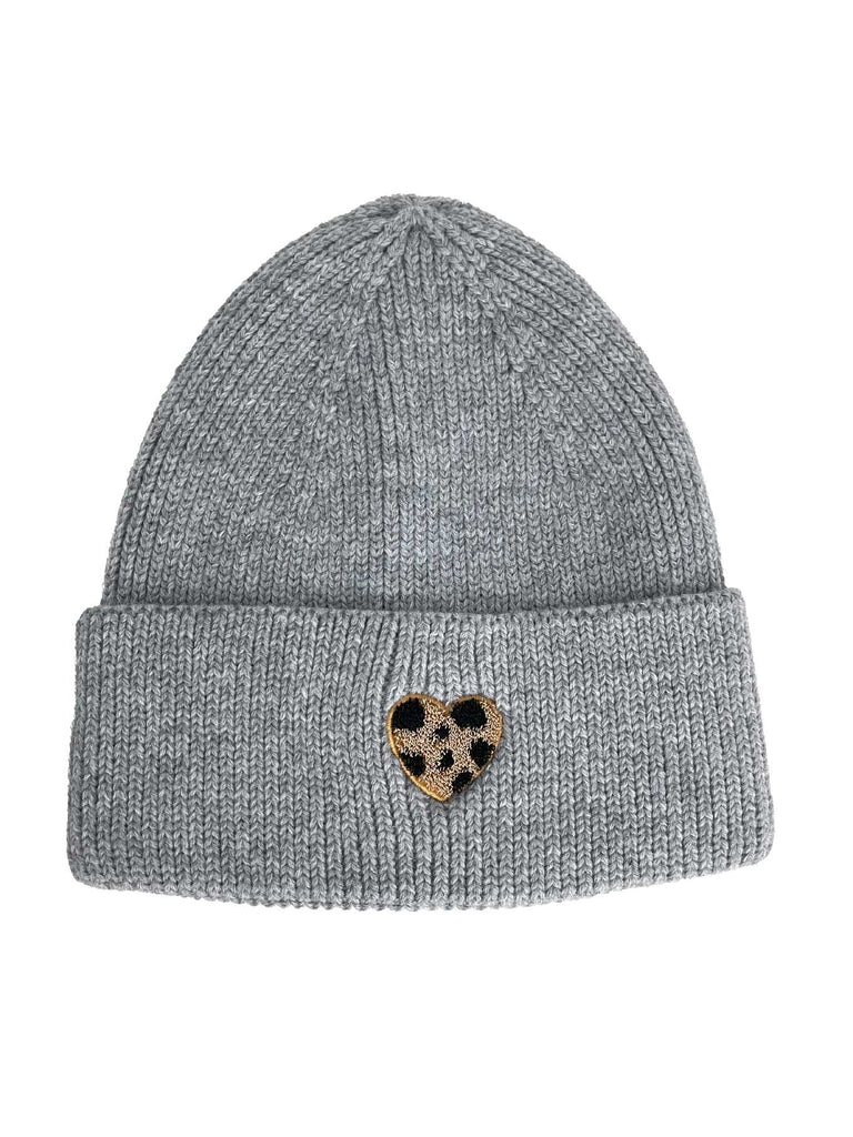 Mütze Herz Leo grau