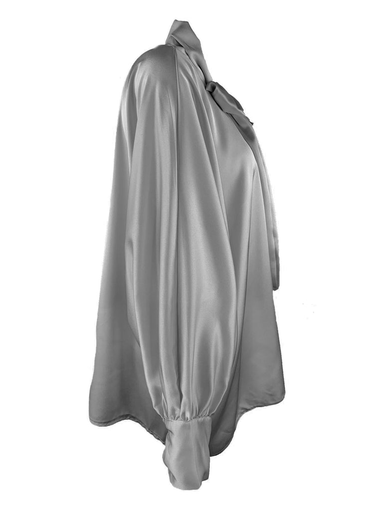 Bluse Schleife grau, Ansicht Seite