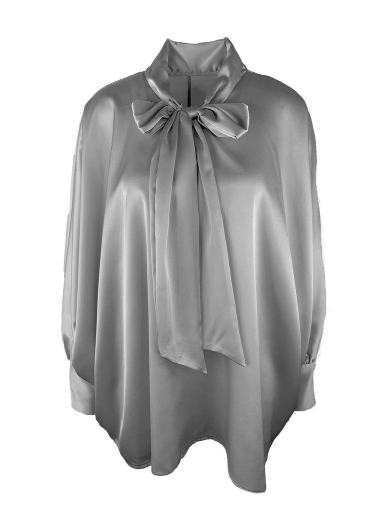 Bluse Schleife grau, Ansicht vorn