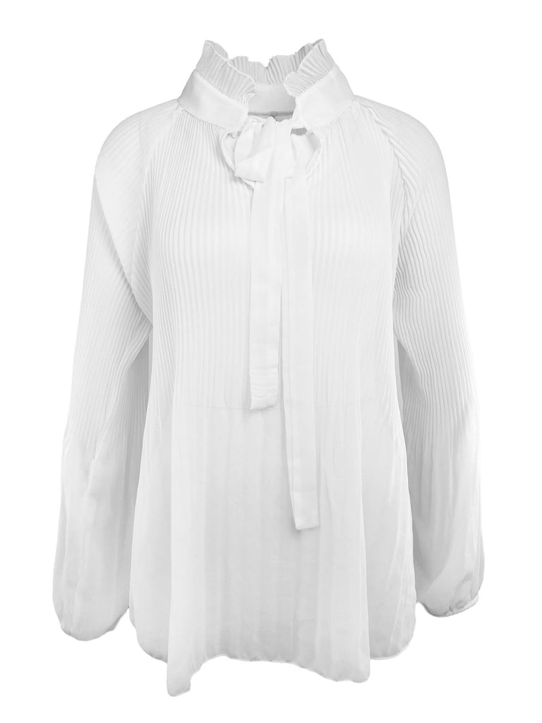 Bluse Plissee weiß, Ansicht vorn