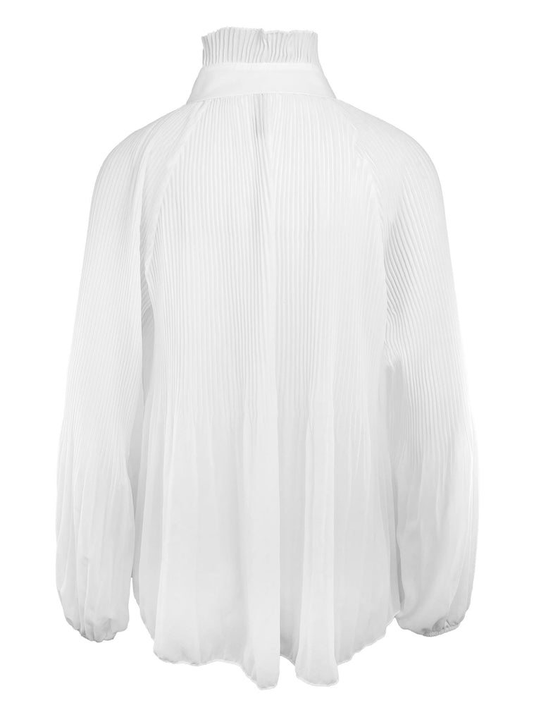 Bluse Plissee weiß, Ansicht hinten