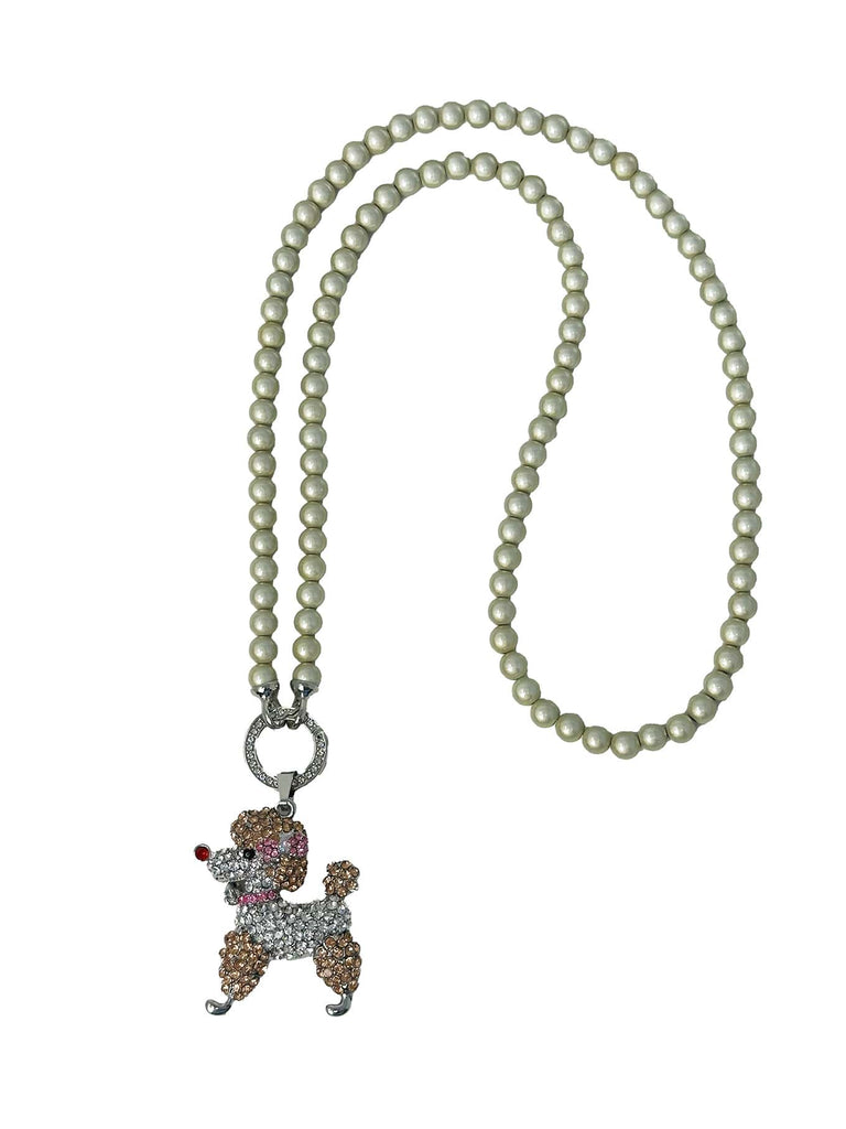 Perlenkette mit Pudelanhänger mit Strass