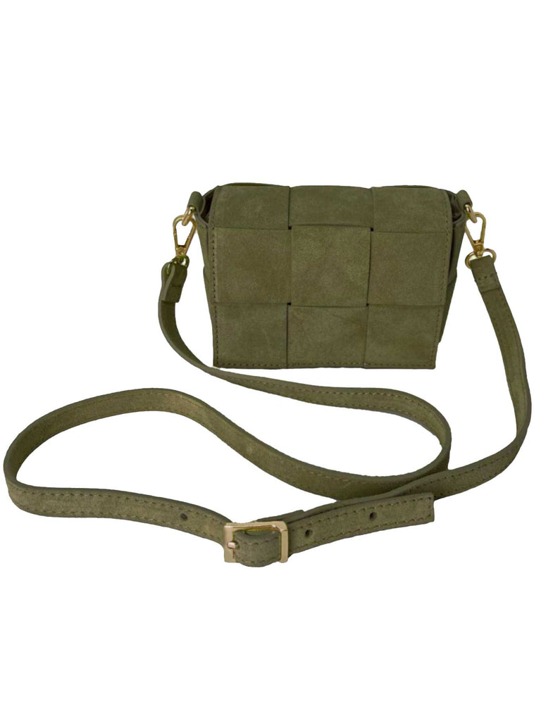 Handtasche klein, geflochten, hellbraun, Ansicht vorn