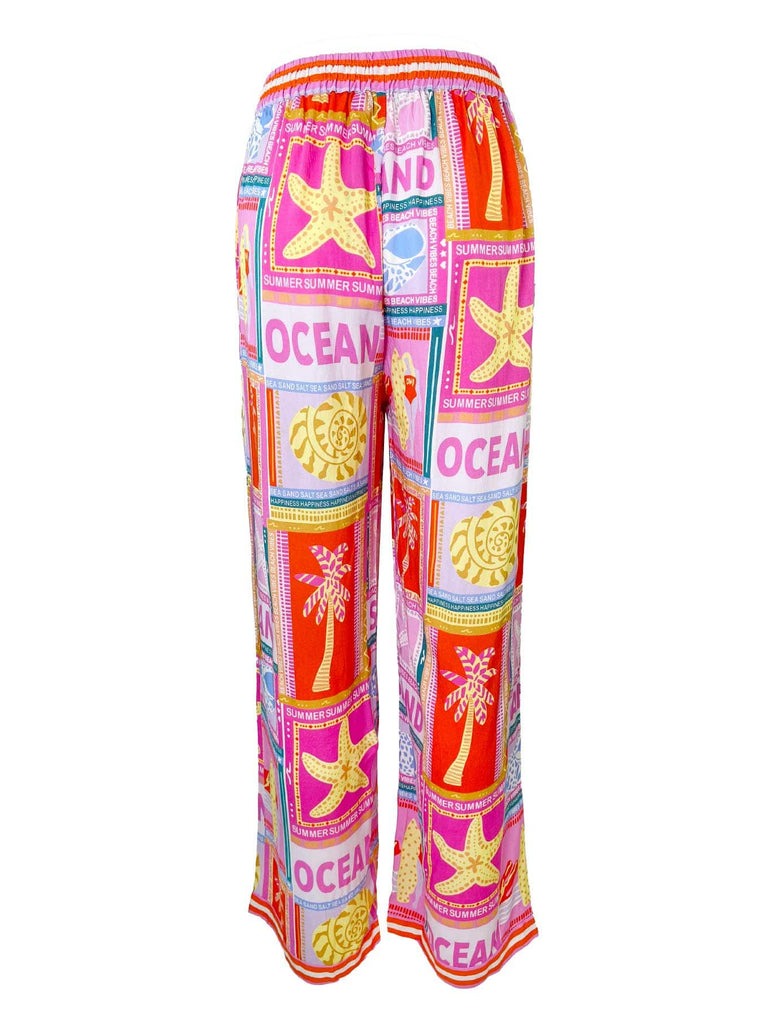 Hose mit Print Beach Vibes pink, Ansicht hinten