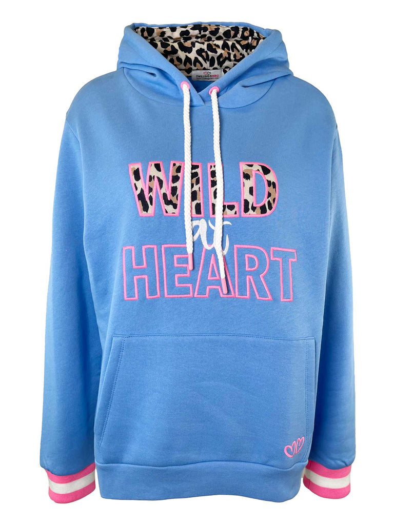 Hoodie blau mit Front-Stick Ansicht vorn