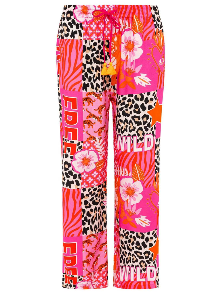 Hose mit Print Wild and Free pink, Ansicht vorn