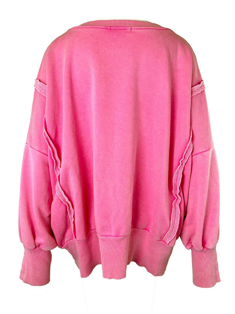Sweatshirt mit Detail-Naht pink, Ansicht hinten