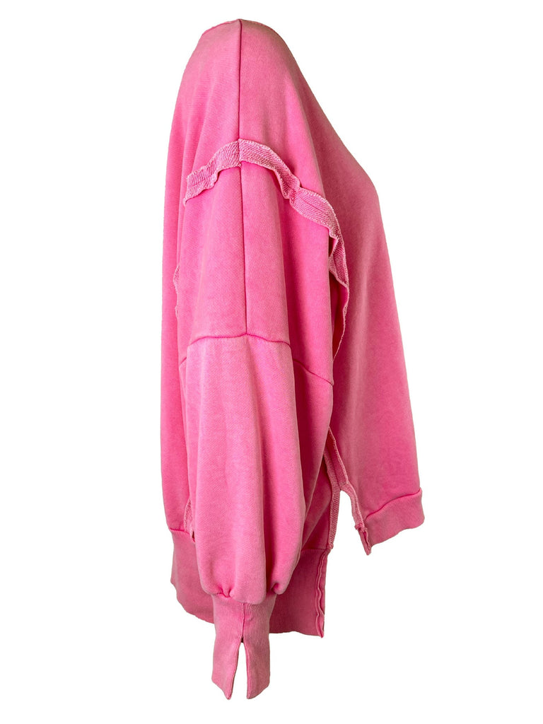 Sweatshirt mit Detail-Naht pink, Ansicht Seite