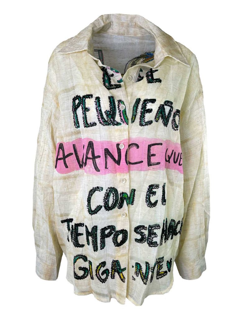 Bluse beige mit Comic Print, Ansicht vorn