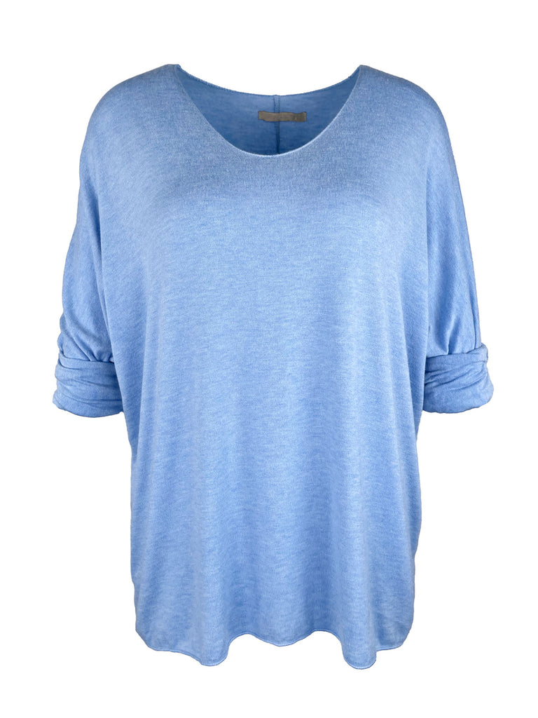 Pullover Jenna hellblau gekrempelter Arm Ansicht vorn