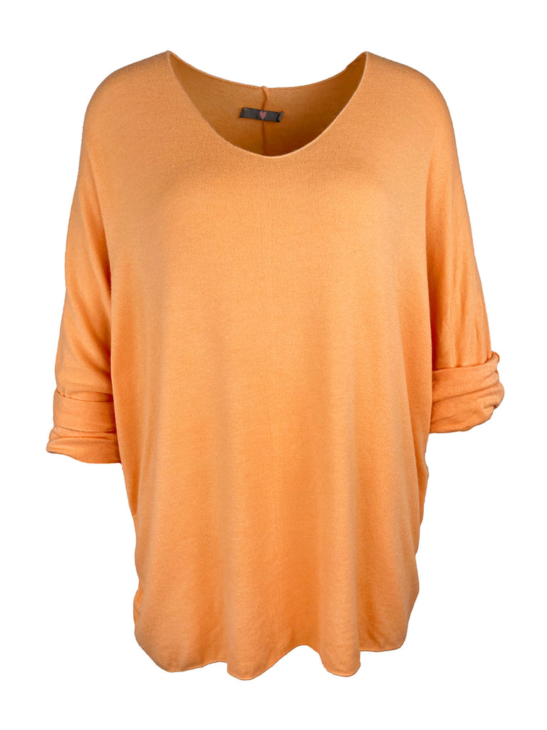 Pullover Jenna orange gekrempelter Arm Ansicht vorn