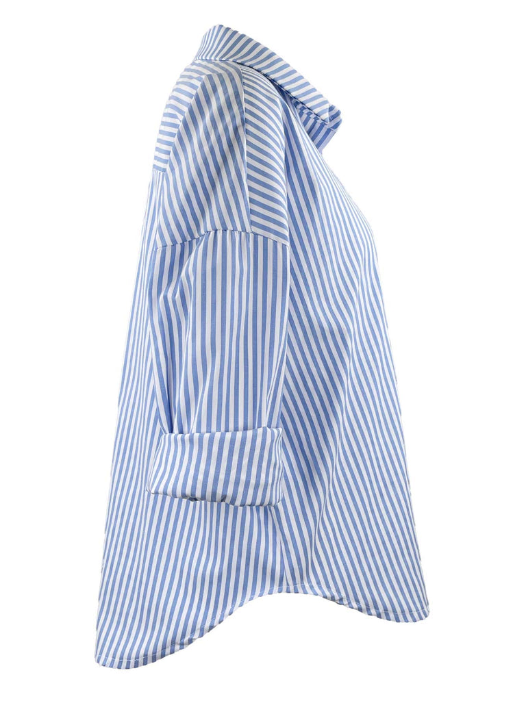 Bluse Jonna blau weiß gestreift, Ansicht seitlich