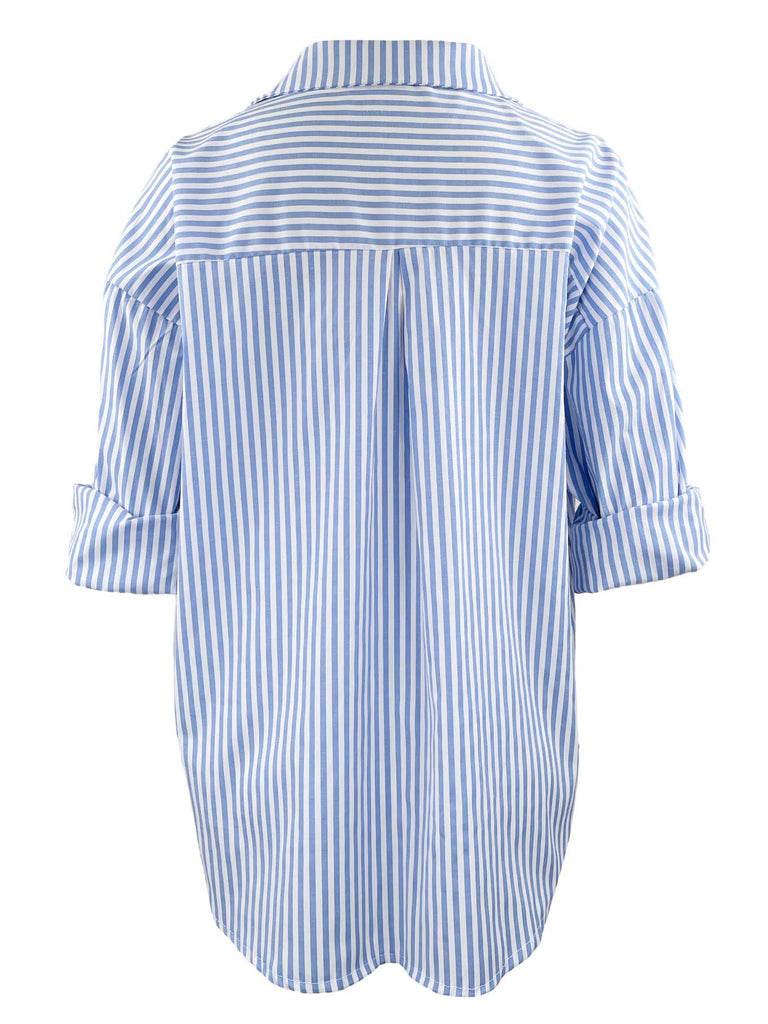 Bluse Jonna blau weiß gestreift, Ansicht hinten