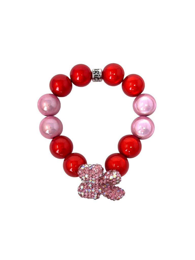 Armband Schleife rosa rot, Ansicht gesamt