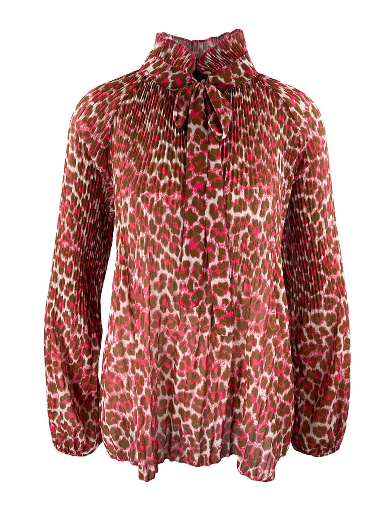 Bluse Plissee Leo pink, Ansicht vorn