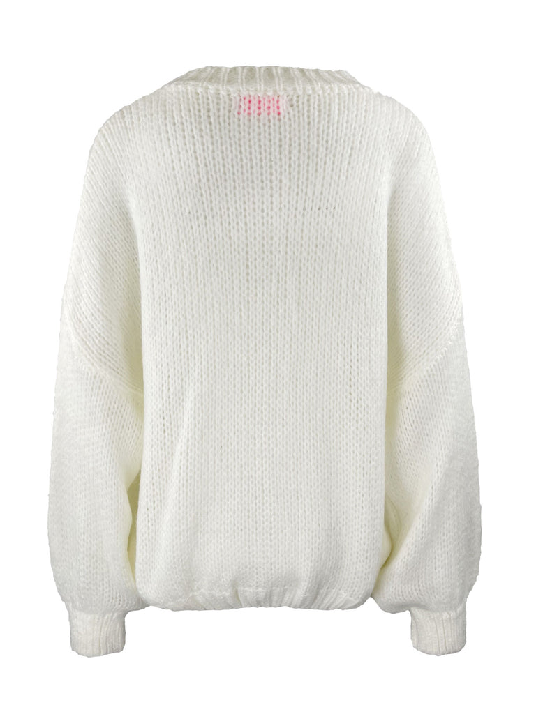 Strickjacke Leo Herz creme, Ansicht hinten