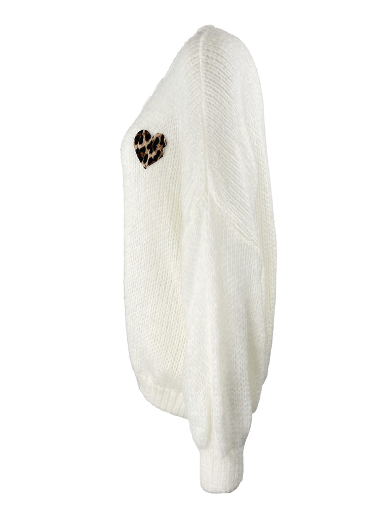 Strickjacke Leo Herz creme, Ansicht Seite