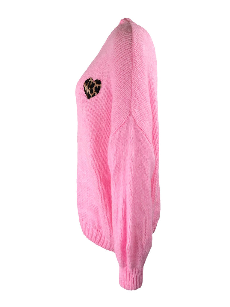 Strickjacke Leo Herz rosa, Ansicht Seite