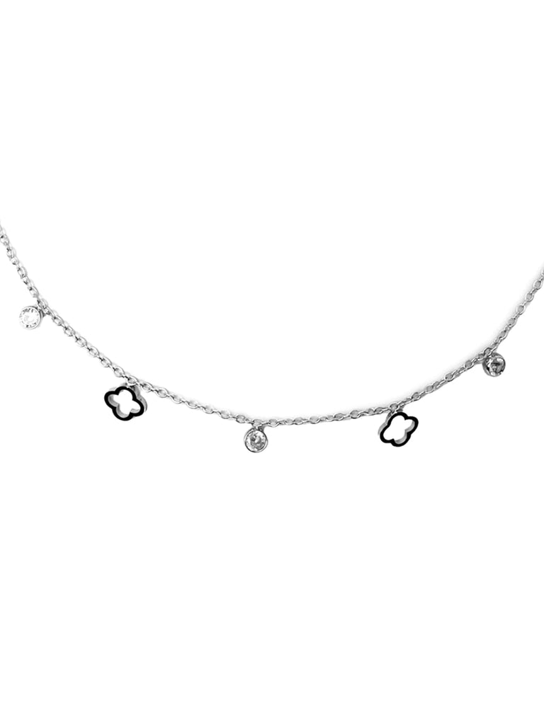 Kette Klee Strass silberfarben, Ansicht Detail