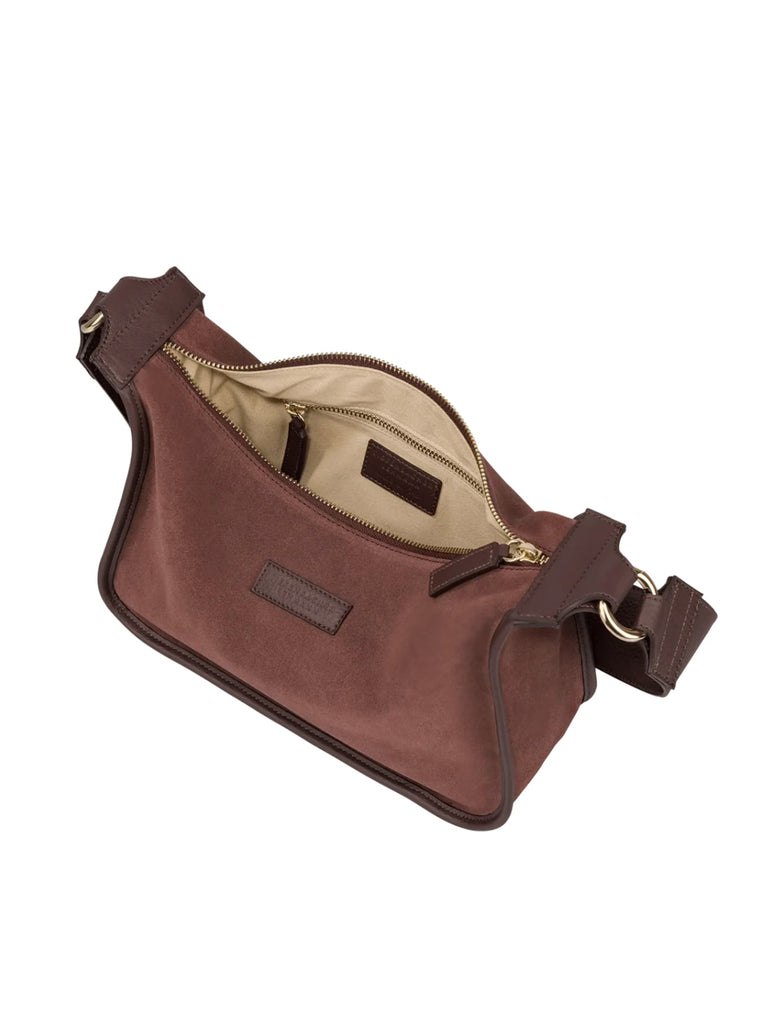 BRIOCHE BAG midi burgundy light gold, Ansicht geöffnet von oben