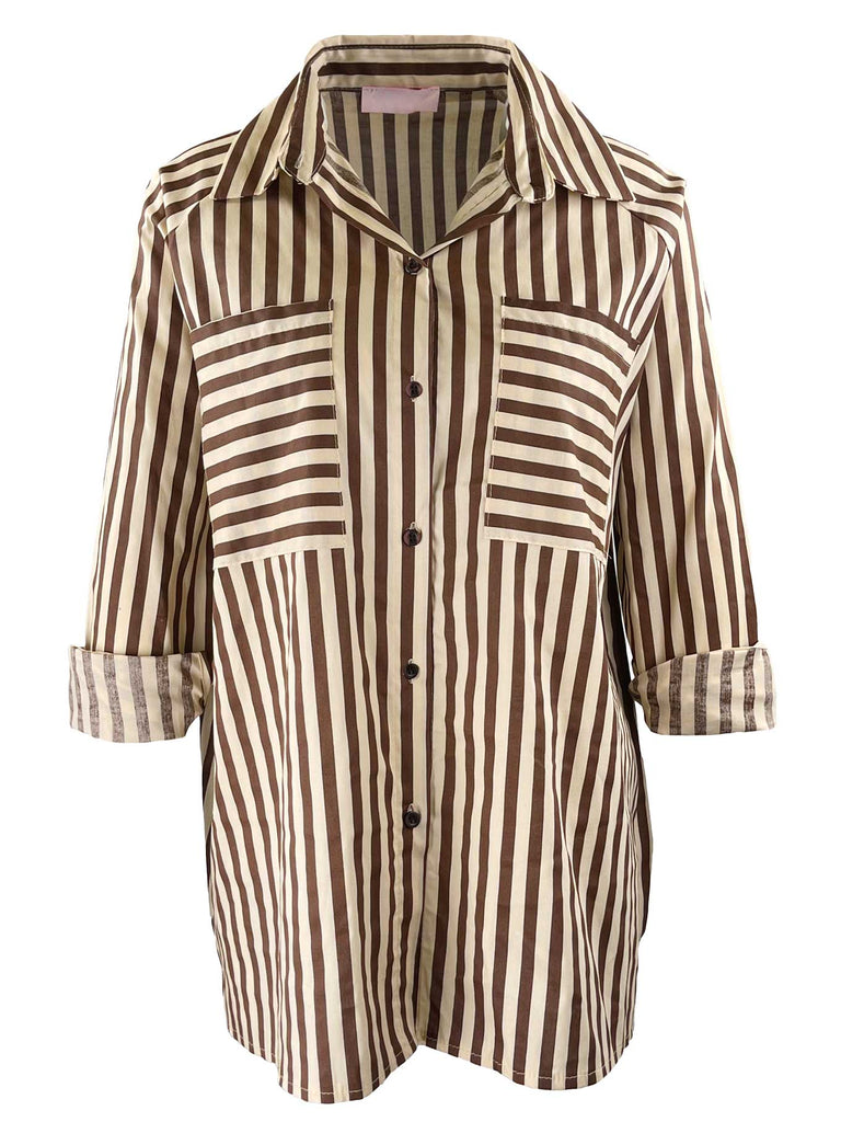 Bluse Streifen braun, Ansicht vorn