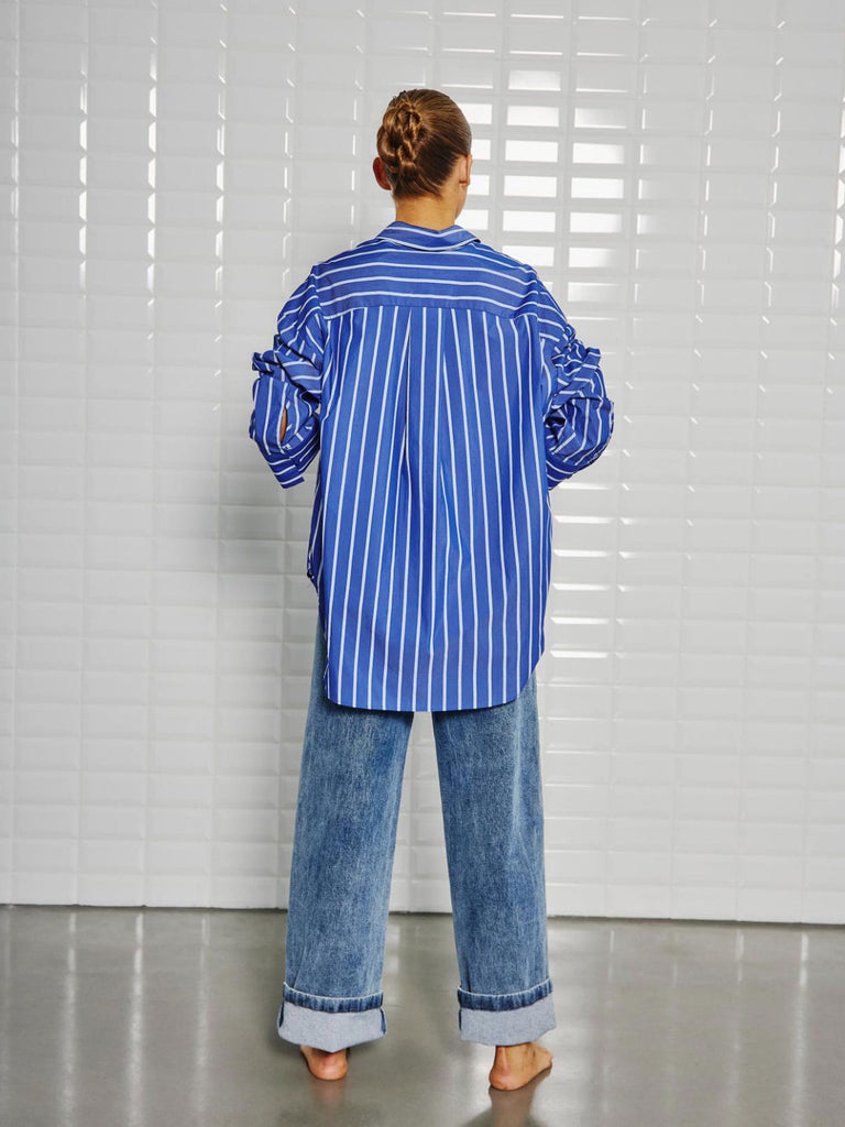 Bluse Nolan Stripe magic blue, Trage-Ansicht hinten