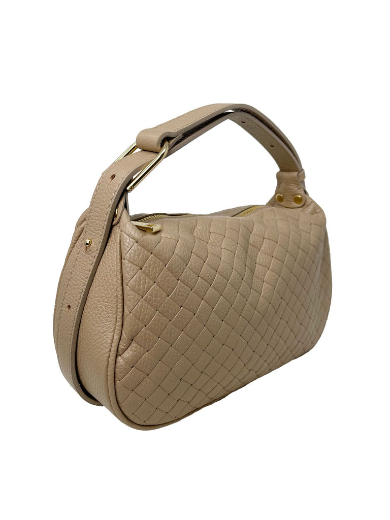 Handtasche Raute beige, Ansicht seitlich