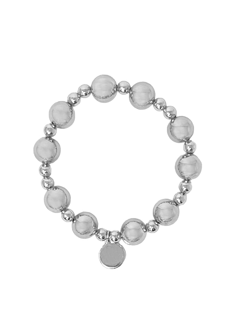 Armband Perlen groß klein silberfarben, Ansicht oben
