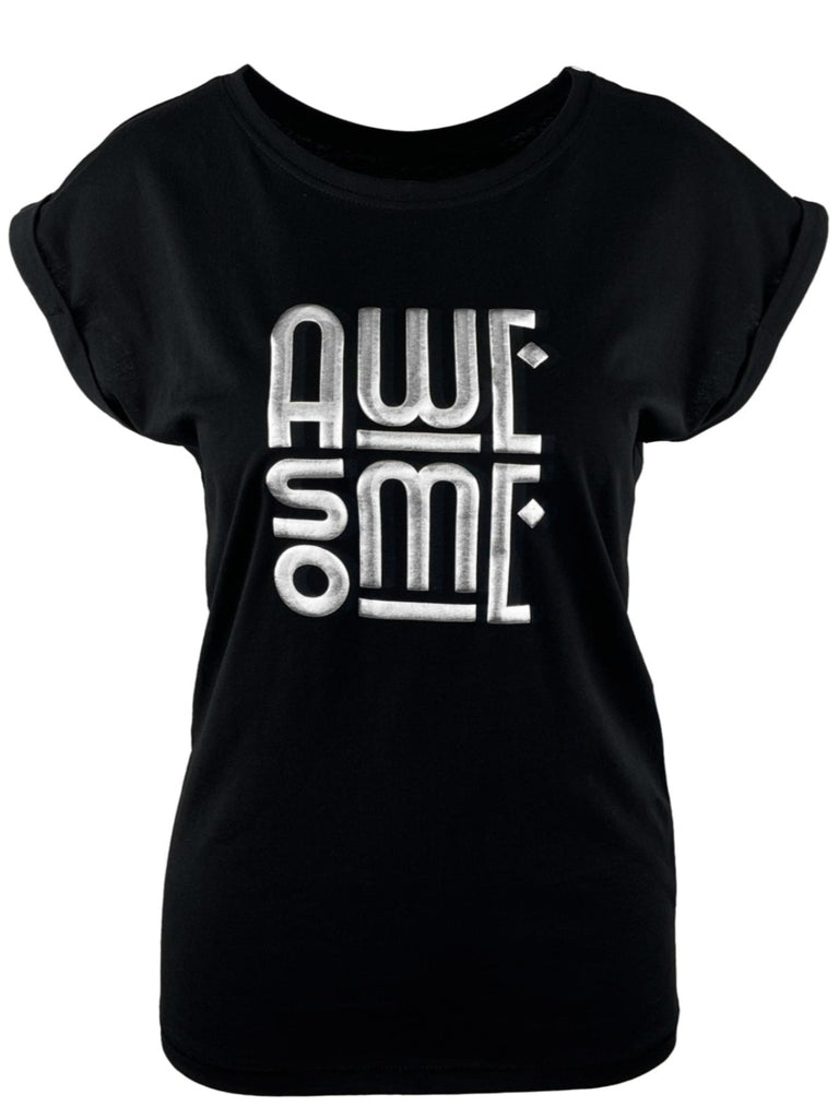 T-Shirt AWESOME schwarz silver, Ansicht vorn