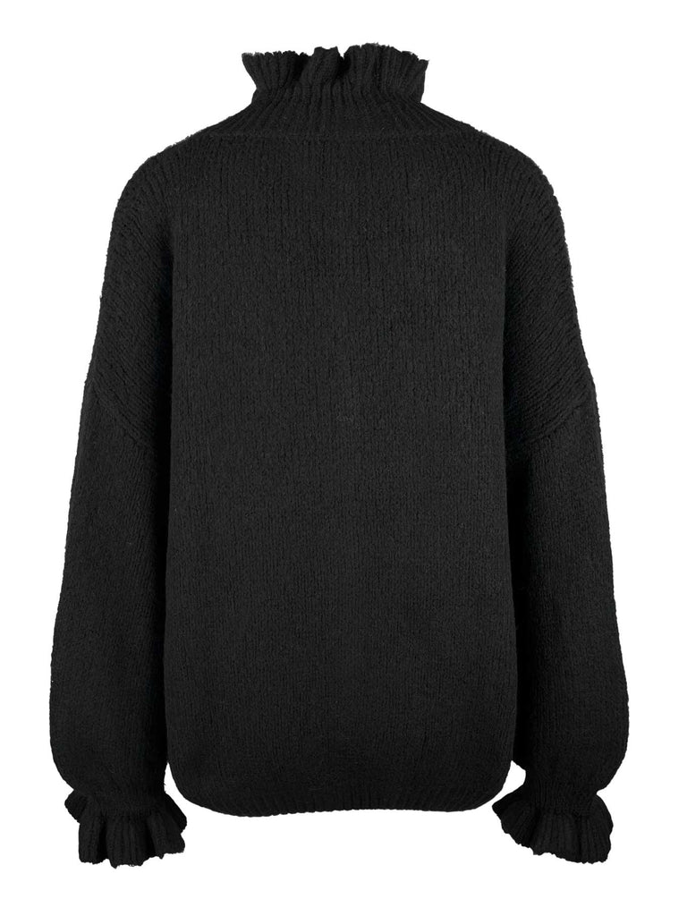 Strickjacke Goldknopf schwarz, Ansicht hinten