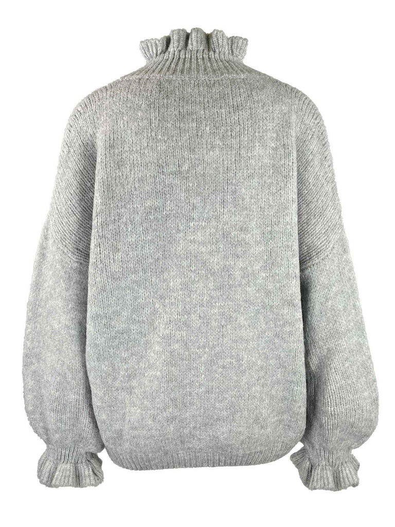 Strickjacke Goldknopf hellgrau, Ansicht hinten