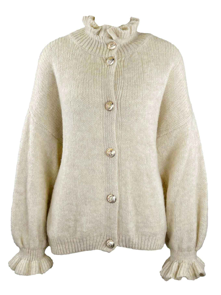 Strickjacke Goldknopf creme, Ansicht vorn