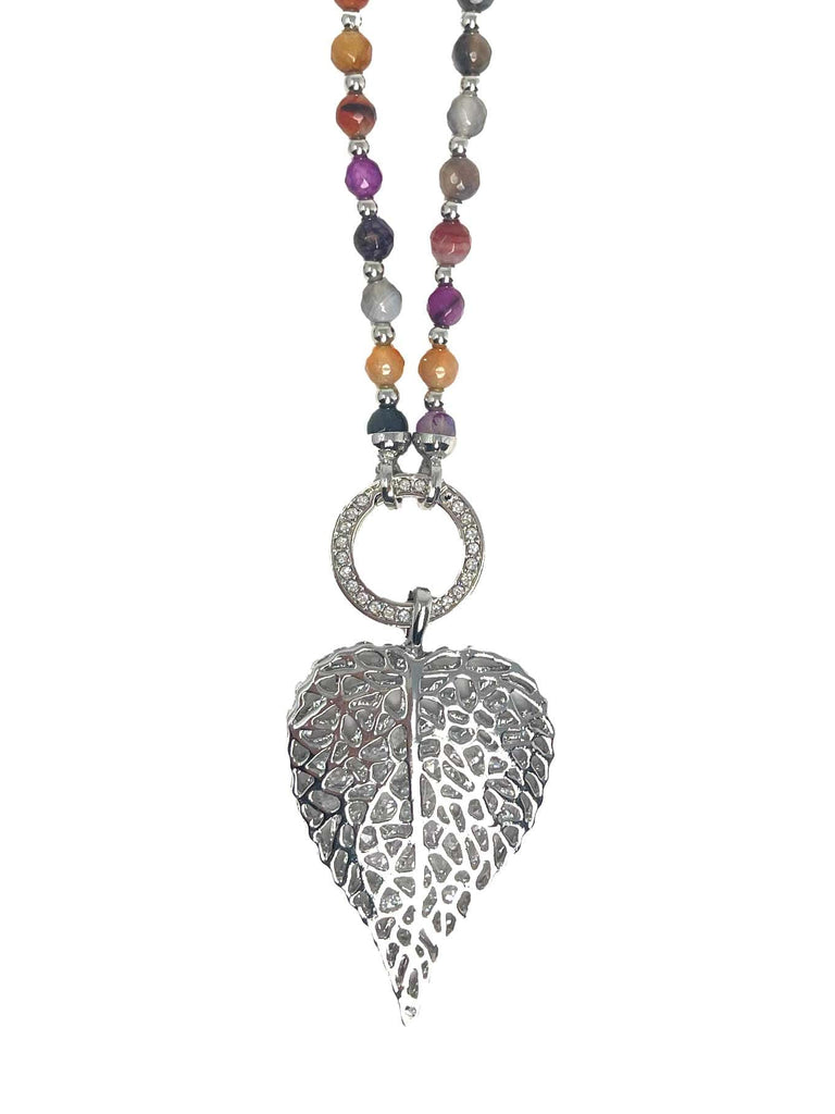 Kette Herzblatt silber bunt, Ansicht Detail