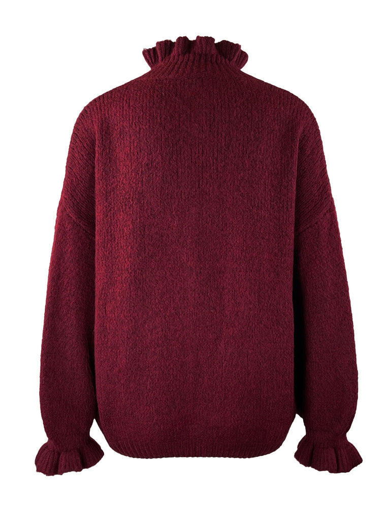 Strickjacke Goldknopf burgund, Ansicht hinten