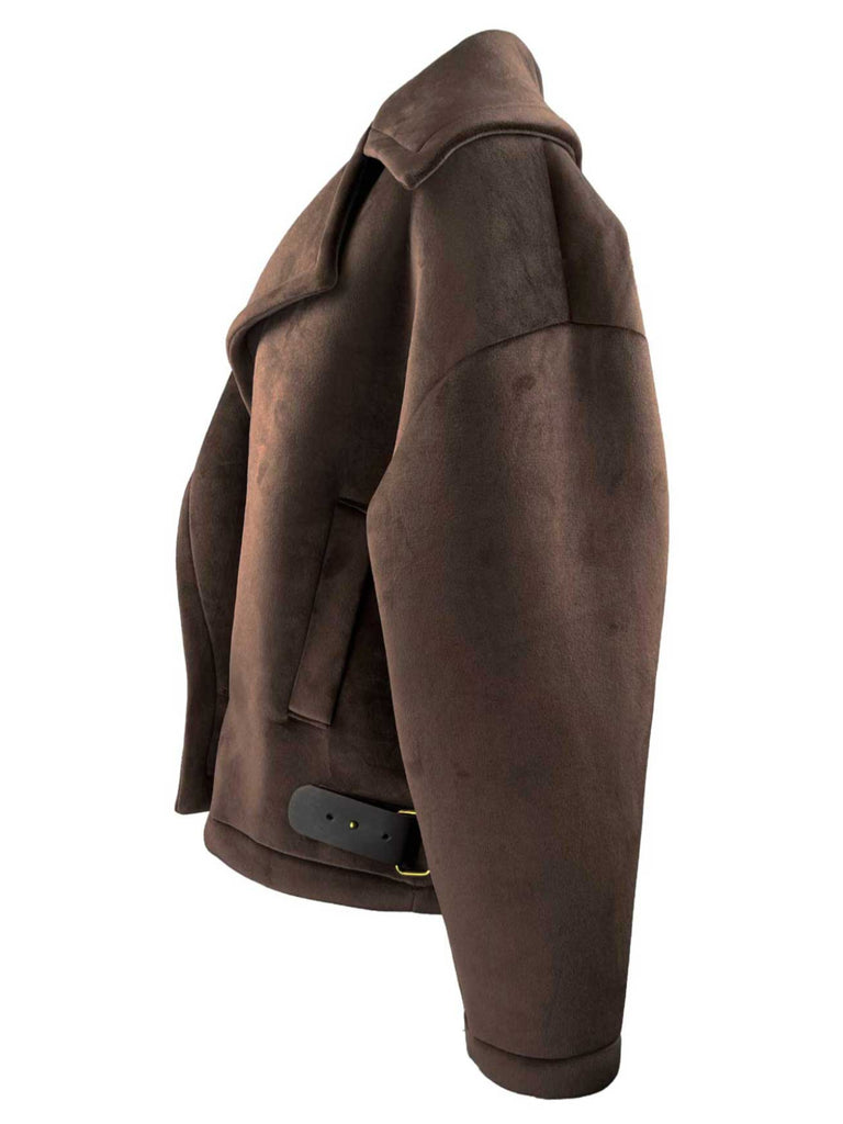 Biker Jacke braun, Ansicht seitlich