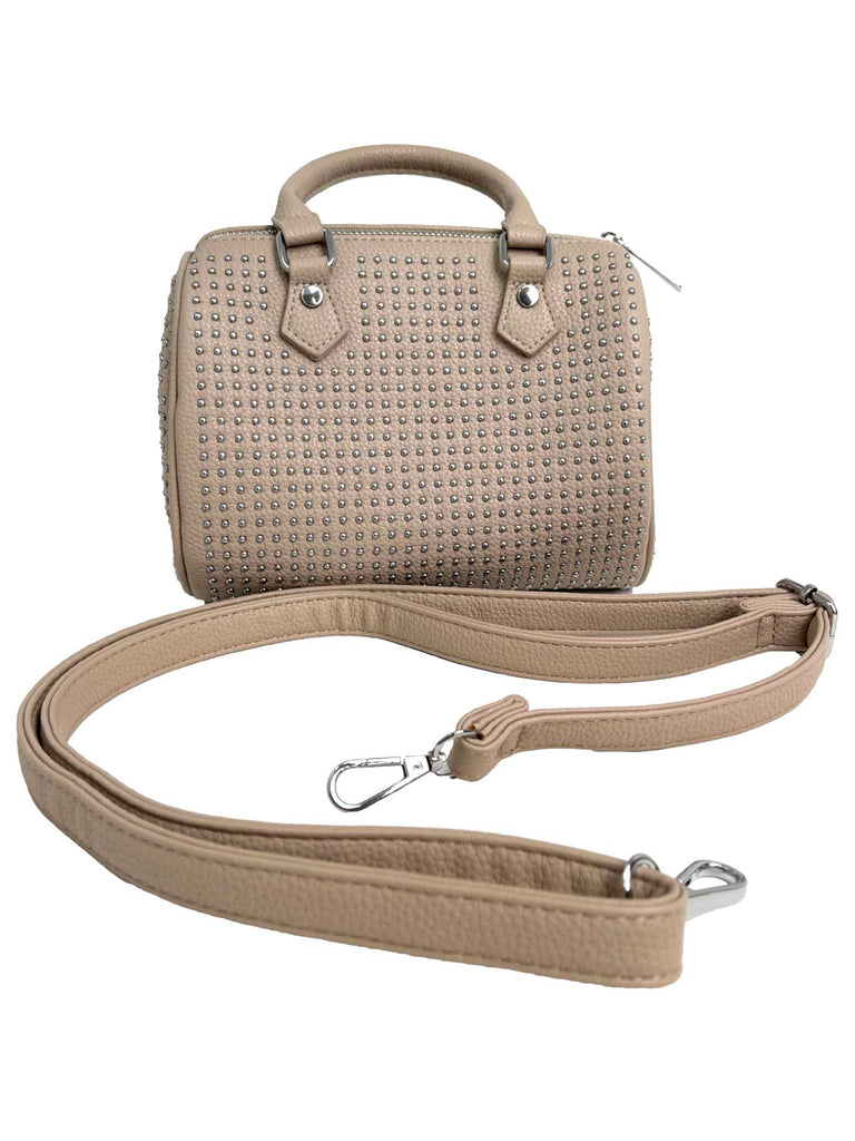 Handtasche Nieten beige, Ansicht vorne