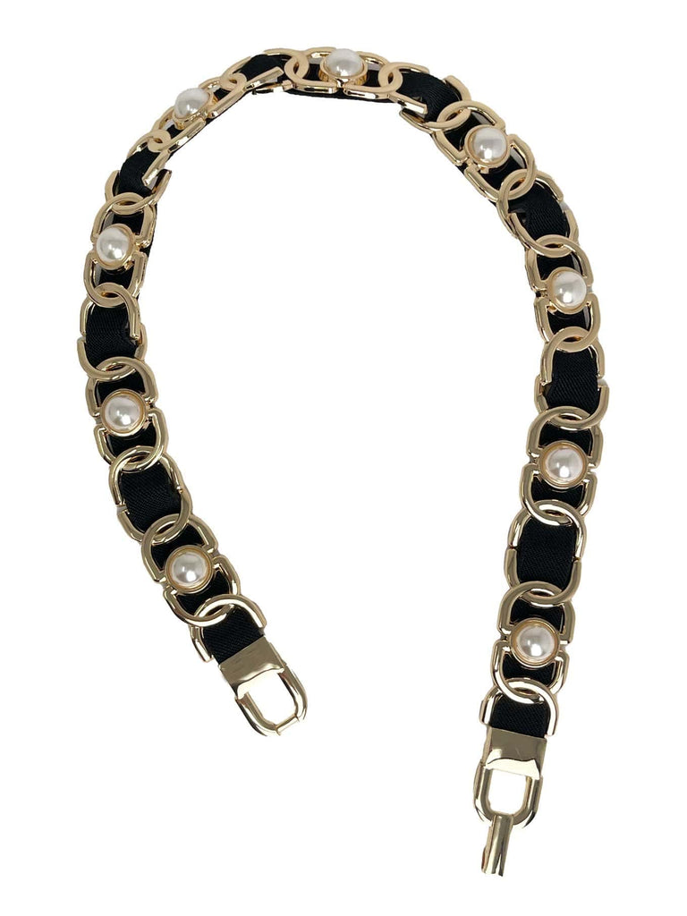 Gürtel Perle groß schwarz goldfarben