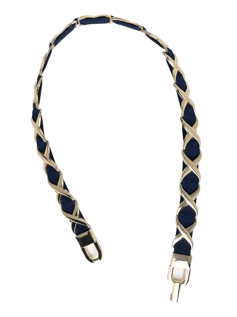 Gürtel X blau goldfarben