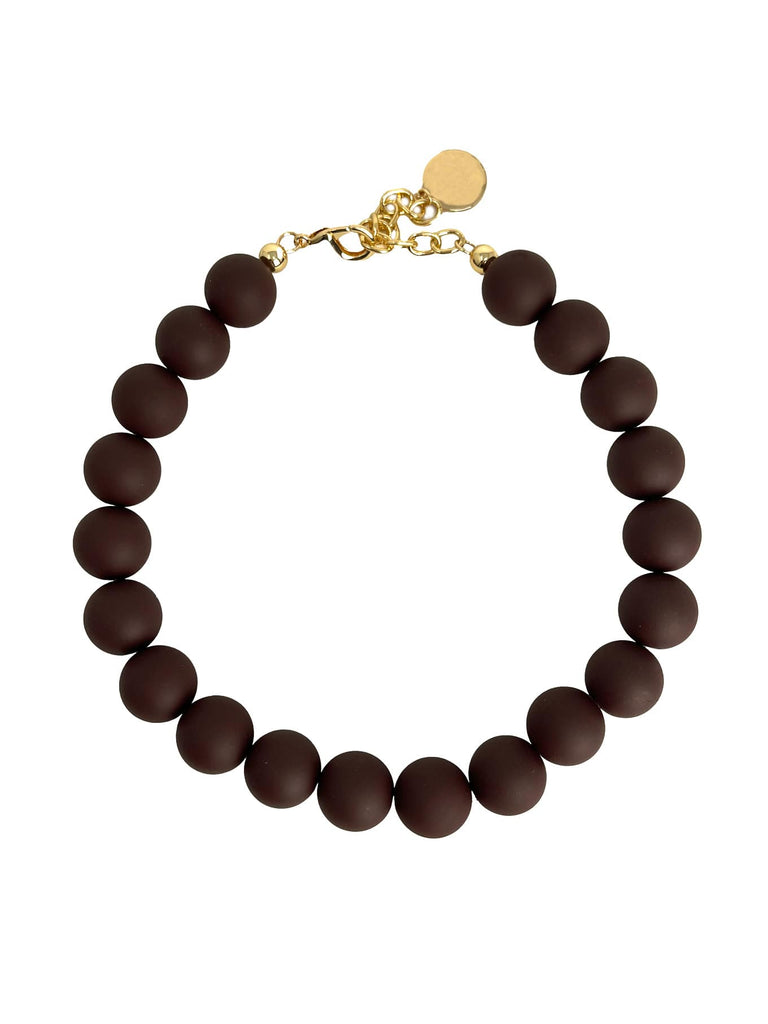 Kette Perlen schokobraun matt