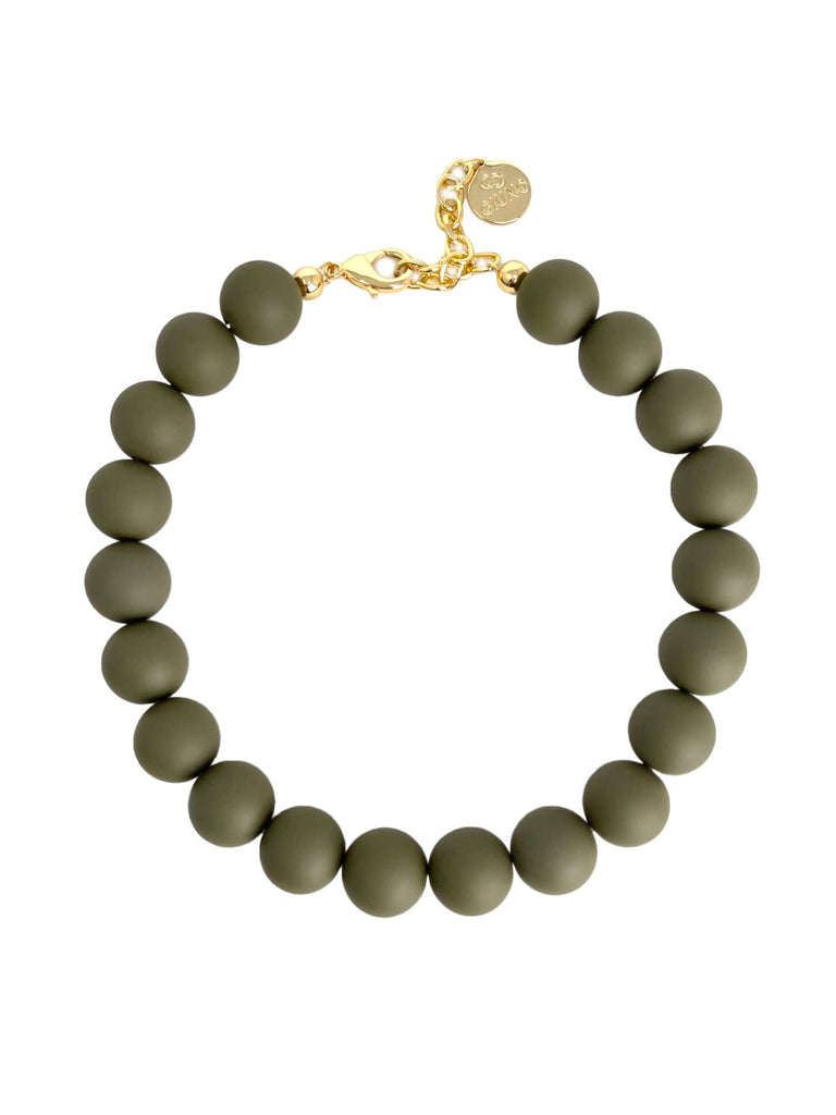 Kette Perlen oliv matt