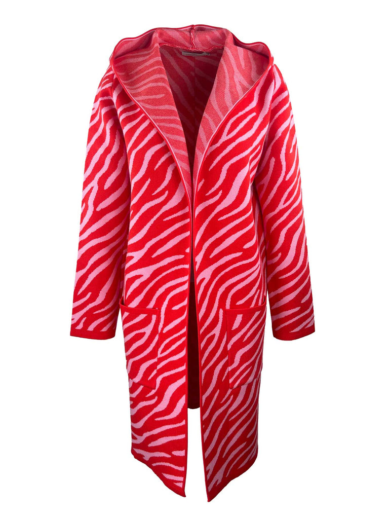 Strickjacke Hood Zebra rot pink, Ansicht vorn