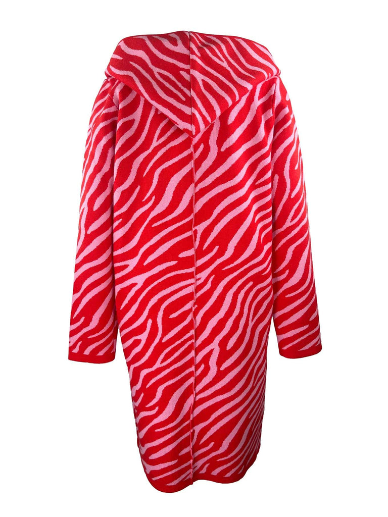 Strickjacke Hood Zebra rot pink, Ansicht hinten