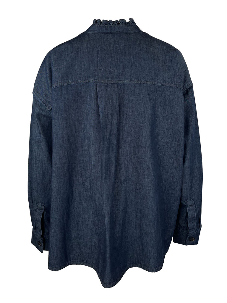 Jeansbluse Rüsche blau, Ansicht hinten