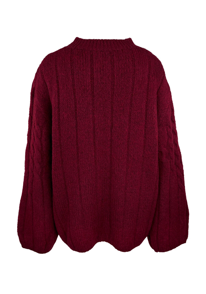 Pullover Zopf burgund, Ansicht hinten